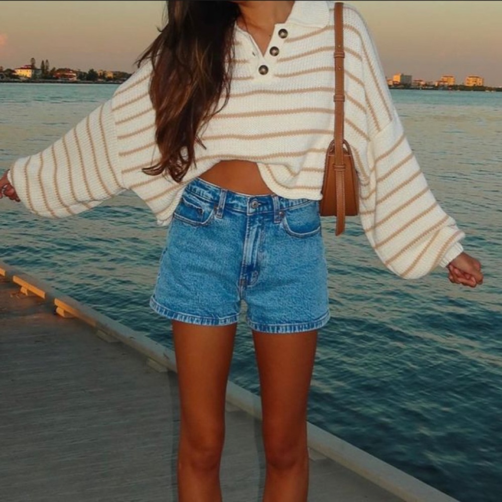 Grey Bandit Striped Cropped Sweater